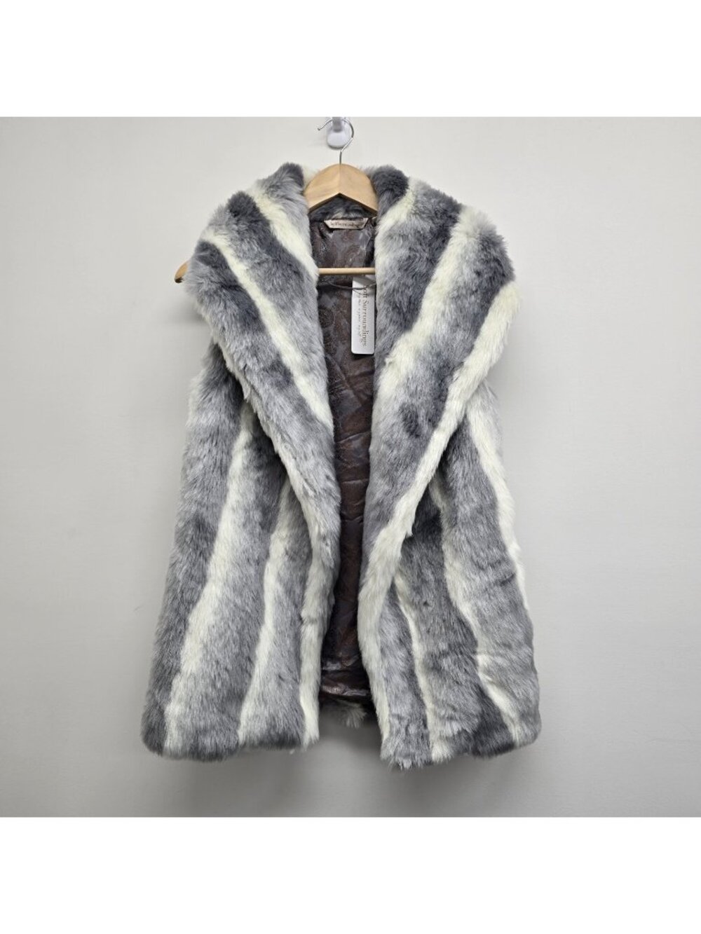 NWT Soft Surrounding Faux Fur Vest XS Cozy Luxury Boho Glam Shawl Collar Open